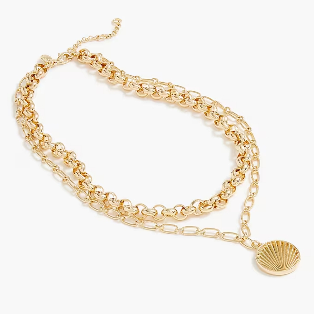 J.Crew chain pendant layering necklace, gold